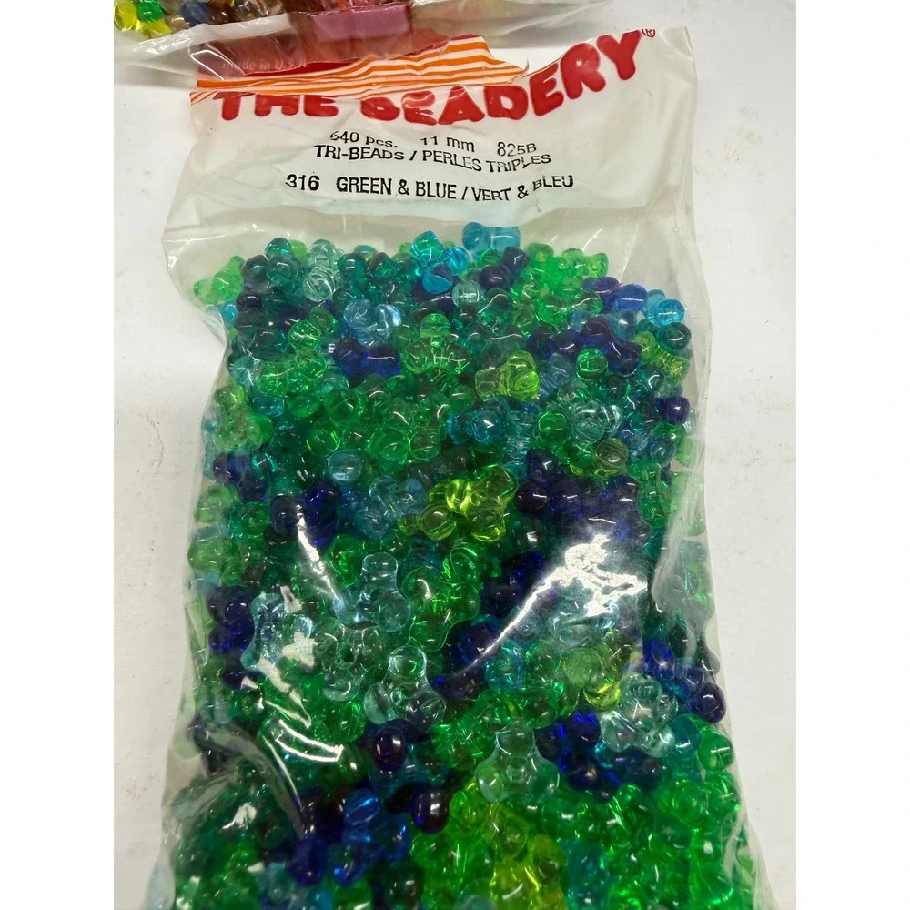 Mixed Craft Lot The Beadery Tri-Beads Glass Foil Beads Sequins Novelty Buttons